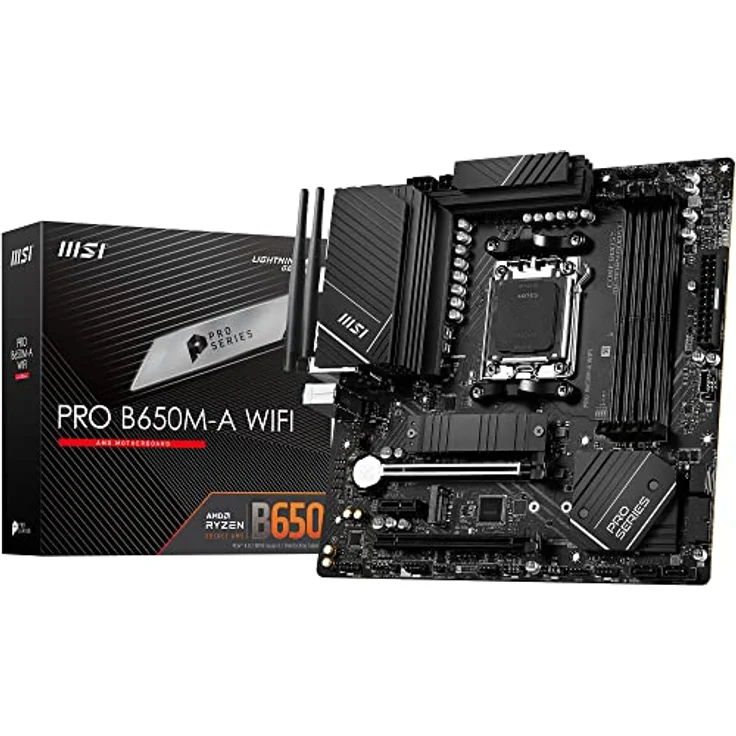 MSI PRO B650M-A WiFi Mainboard, Micro-ATX - Unterstützt AMD Ryzen 7000 Serie Prozessoren, AM5 - DDR5 Memory Boost 6400+MHz/OC, 2 x PCIe 4.0 x16, 2 x M.2 Gen4, Wi-Fi 6E – Bild 1