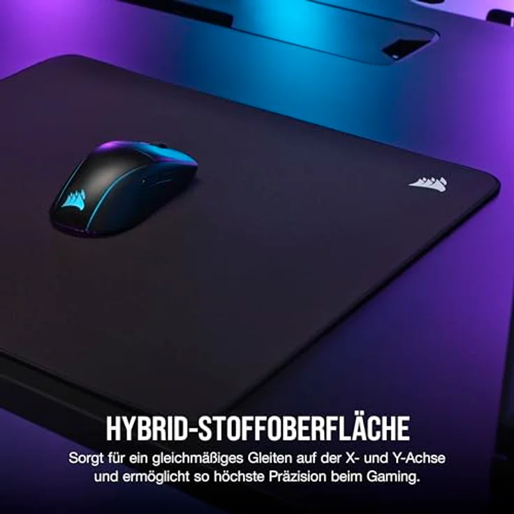 Corsair MM500 v2 Großes Hybrid-Stoff-Mauspad für Spiele – 45cm x 40cm – Auslaufsichere Beschichtung – Anti-Fray Genähte Ränder – Rutschfester Gummifuß – Schwarz – Bild 3