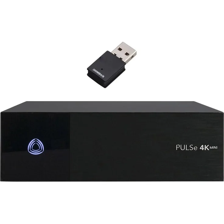AB-COM PULSe 4K Mini SE, UHD Sat-Receiver mit WLAN-Stick 300 Mbits, DVB-S2X, Linux E2, H.265, HDR10, CI, MicroSD, 8 GB eMMC, 1 GB RAM