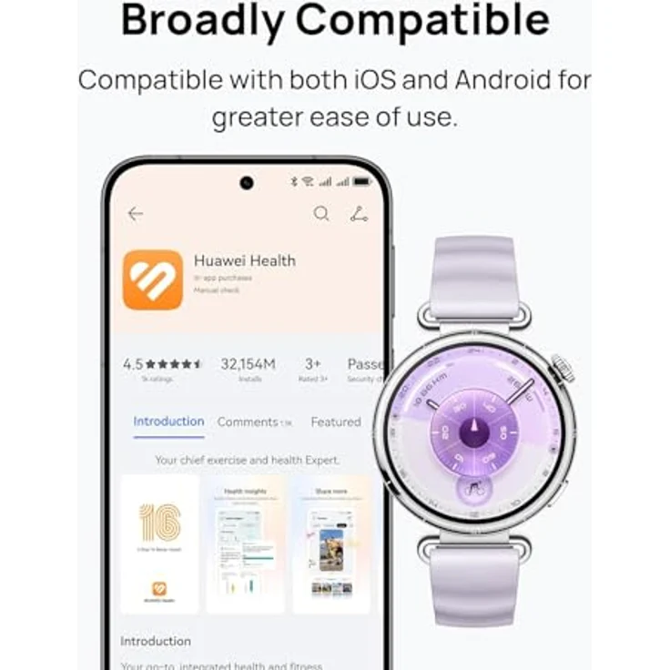 Huawei Watch GT 6, 46mm Smartwatch in Silber mit grünem Armband und umfangreichen Fitness-Features – Bild 8