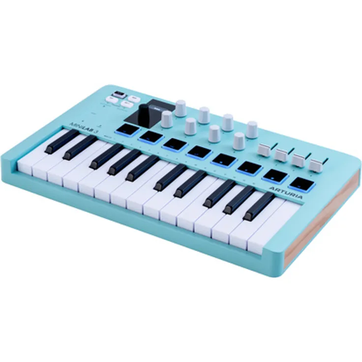 Arturia MiniLab 3 Aquamarine, MIDI-Controller mit 25 anschlagdynamischen Slim-Keys, 8 RGB-Pads und integriertem Arpeggiator