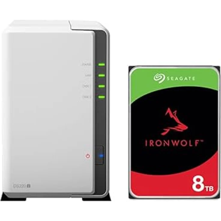 Synology DS220j 16 TB 2 Bay Desktop NAS-Lösung | Installiert mit 2 x 8 TB Seagate IronWolf-Laufwerken – Bild 2