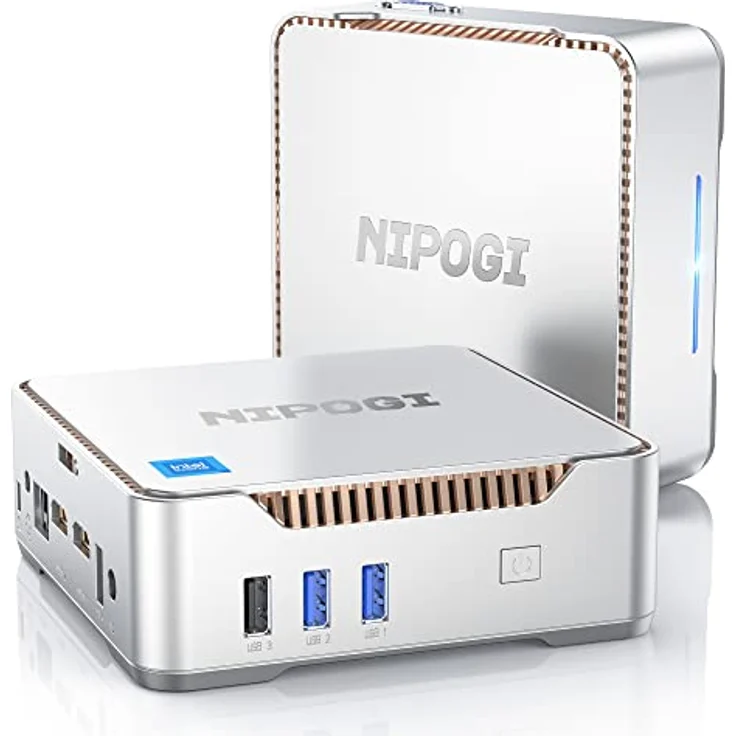 NiPoGi GK3 Plus Mini PC 16GB RAM 512GB M.2 SSD, 12th Gen Intel Alder Lake-N95 (bis zu 3,4 GHz) Mini PC Windows 11 Pro, 2X HDMI+VGA, 4K UHD, WiFi 5, BT 4.2, VESA/Home/Business Mini-Desktop-Computer – Bild 1