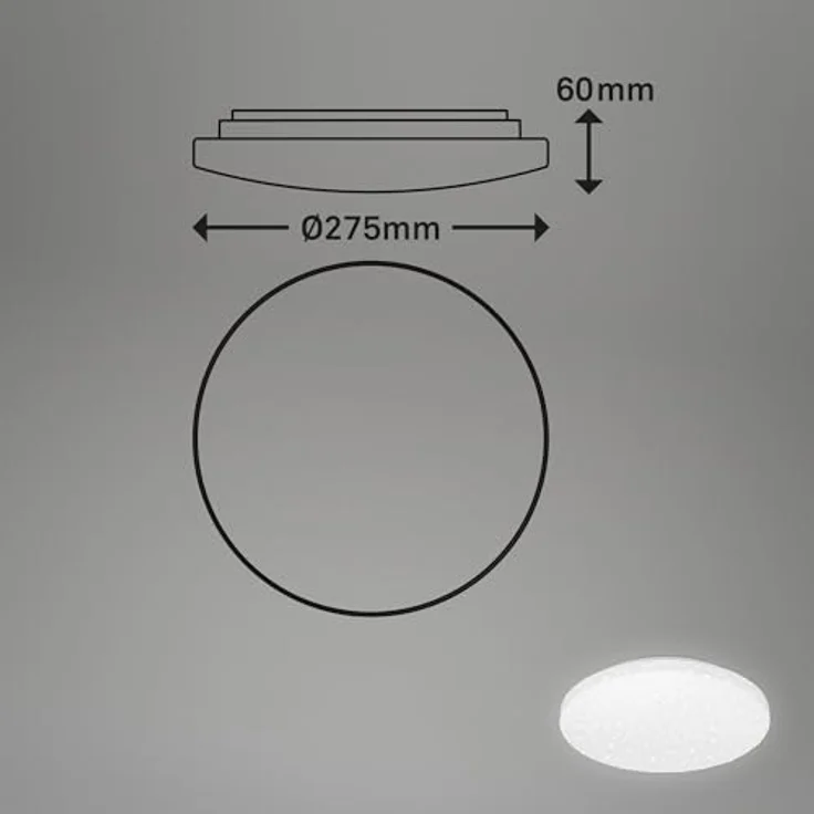 BRILONER LED Deckenlampe mit Sternendekor, LED Deckenleuchte Bad IP44, gelochtes Dekor, neutralweißes Licht, Ø275 mm, Weiß – Bild 5