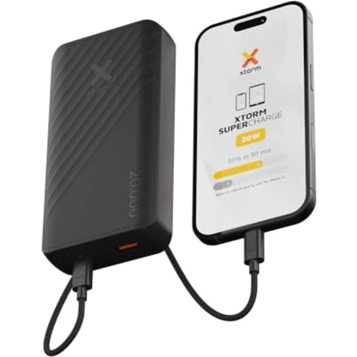 Xtorm Go2 Evolution Powerbank 20.000mAh, 1x USB-A, 1x USB-C, Schnelllader für Samsung und iPhone, Charcoal Black – Bild 6