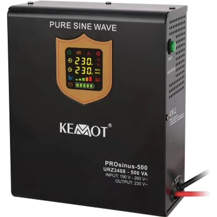 Kemo KEMOT PROsinus-500, Wand-Notstromversorgung Konverter mit reiner Sinuswelle, Ladefunktion, 300 W, Online-Doppelwandler USV