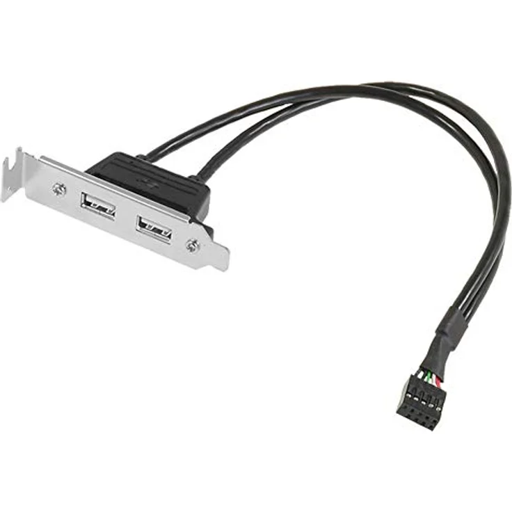 Aukson I00 USB 2.0 Kabel Adapter, 9-Pin Buchse auf 2X USB Buchse Slotblech, Datentransferrate bis 480 Mbit/s, 8 cm Slotblech, 30 cm Pfostenverbinder für Mainboard – Bild 1