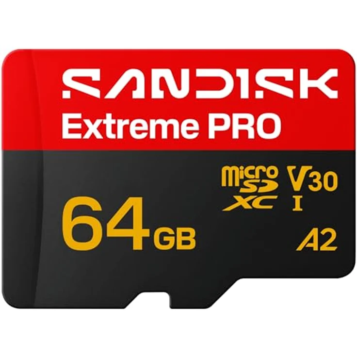 SanDisk Extreme PRO microSDXC 64 GB, UHS-I-Speicherkarte mit SD-Adapter, bis zu 200 MB/s Lesen, 90 MB/s Schreiben, für 5K, 4K UHD, C10, V30, U3, A2