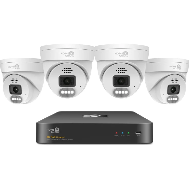 iGET HOMEGUARD HGNVK84804, Security PoE Outdoor Kit 2K (5 MPx) mit LED Licht, Ton und SMART-Bewegungserkennung