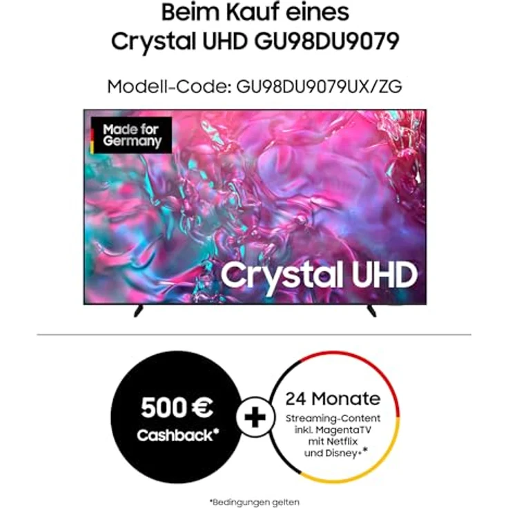 Samsung Crystal UHD 4K DU9079 Fernseher 98 Zoll, Samsung TV mit Supersize Picture Enhance, Motion Xcelerator 120 Hz, Crystal Prozessor 4K, Smart TV, GU98DU9079UXZG, Deutsches Modell [2024] – Bild 2