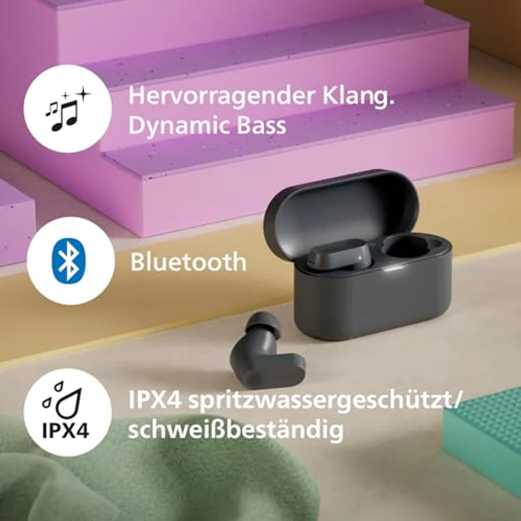 Philips TAT3509GY grau In-Ear Kopfhörer mit Ladecase im Taschenformat und Noise Cancelling – Bild 7