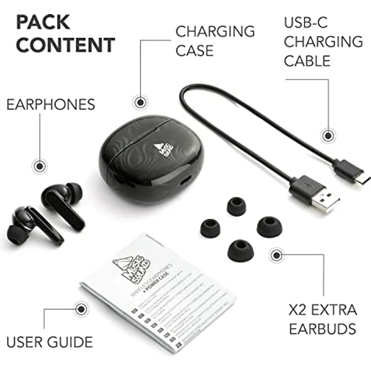 Music Sound | Bluetooth Kopfhörer Kabellos Intra-auriculaires | In-Ear Wireless für Smartphones mit 5-Fach Ladecase – 5h Akkulaufzeit Fantasy Charbon, BTMSTWSINEAR221 – Bild 5