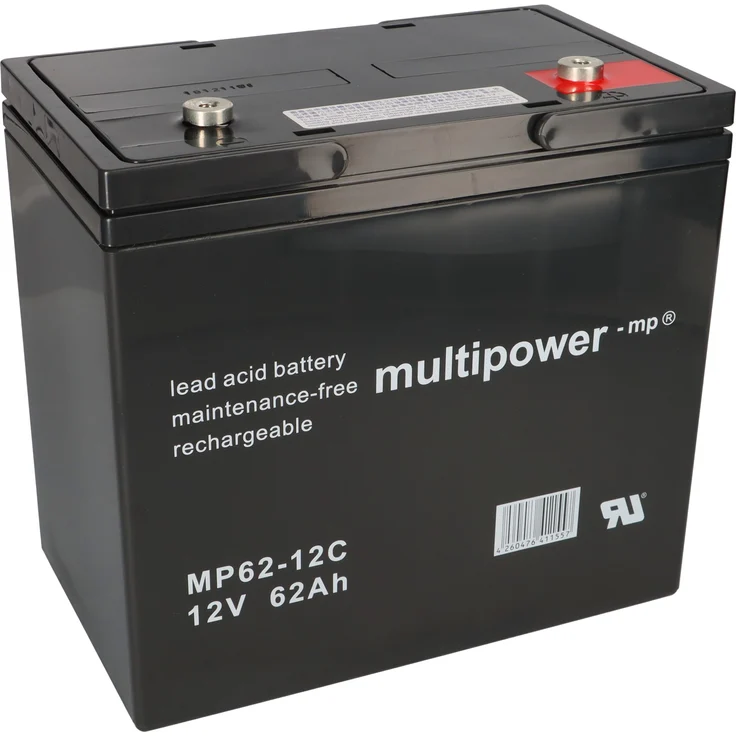 Multipower Akku für E-Mobil Balder Liberty / Junior, 12V 62Ah, Industrie-Zellen, A-Pol Anschluss, 18700 g