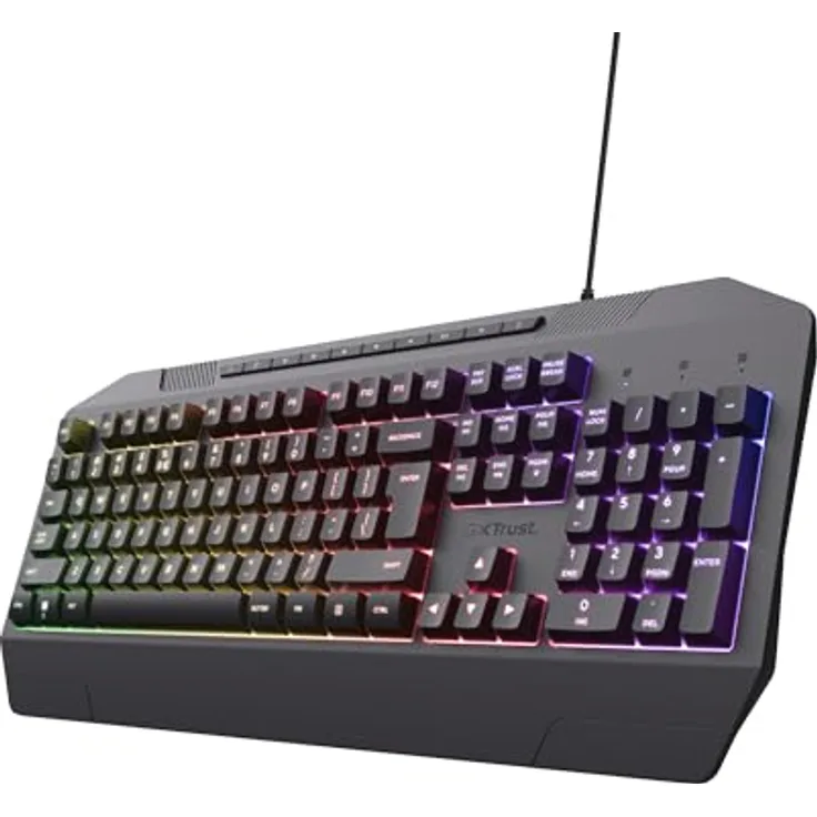 Trust Gaming GXT 836 Evocx Niederländisches QWERTY-Layout Gaming Tastatur aus 78% recyceltem Kunststoff