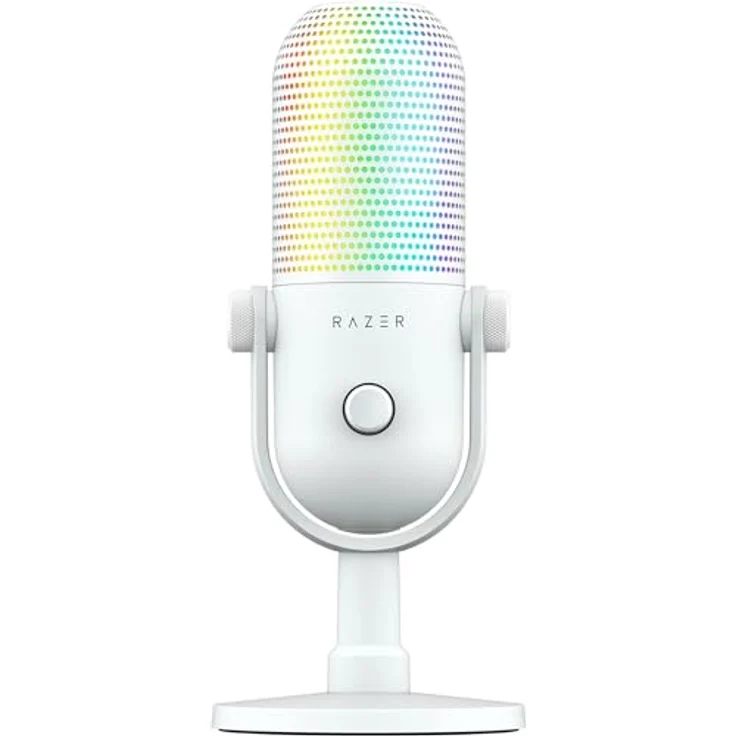 Razer Seiren V3 Chroma - RGB USB-Mikrofon - Supernieren Kondensator-Mikrofon mit Tap-to-Mute (Reaktive Beleuchtung, Digitaler Verstärkungsbegrenzer und integrierter Schockdämpfer) Weiß – Bild 1