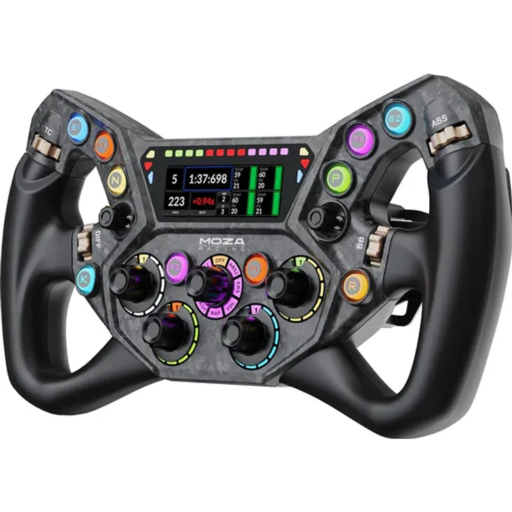 MOZA KS Pro Sim Racing Lenkrad, 300-mm-GT-Lenkrad mit HD-Display, Kohlefaserverstärkung und professioneller RGB-Telemetriebeleuchtung