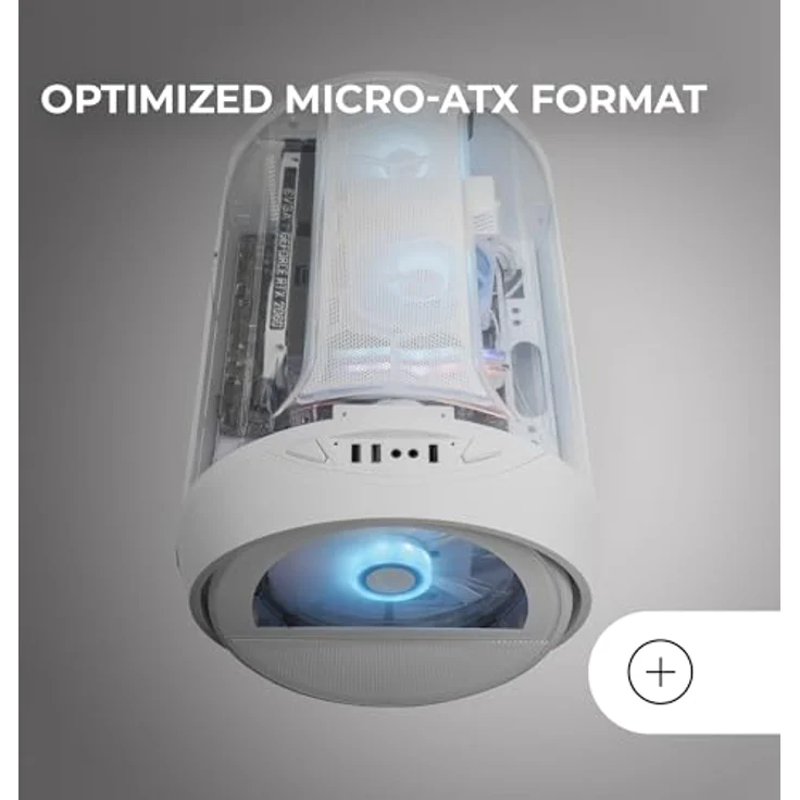 Mars Gaming MC-Cylonw, Mini-ITX/mATX PC Gehäuse mit 200-mm-RGB-Frontlüfter, weiss – Bild 5
