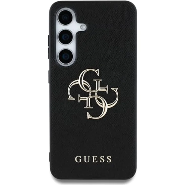 CG MOBILE Unter Lizenz Guess Hülle für S25 Plus Schwarz Grained Big 4G Logo Small Classic Logo - Handyhülle aus Leder / TPU / PC – Bild 4
