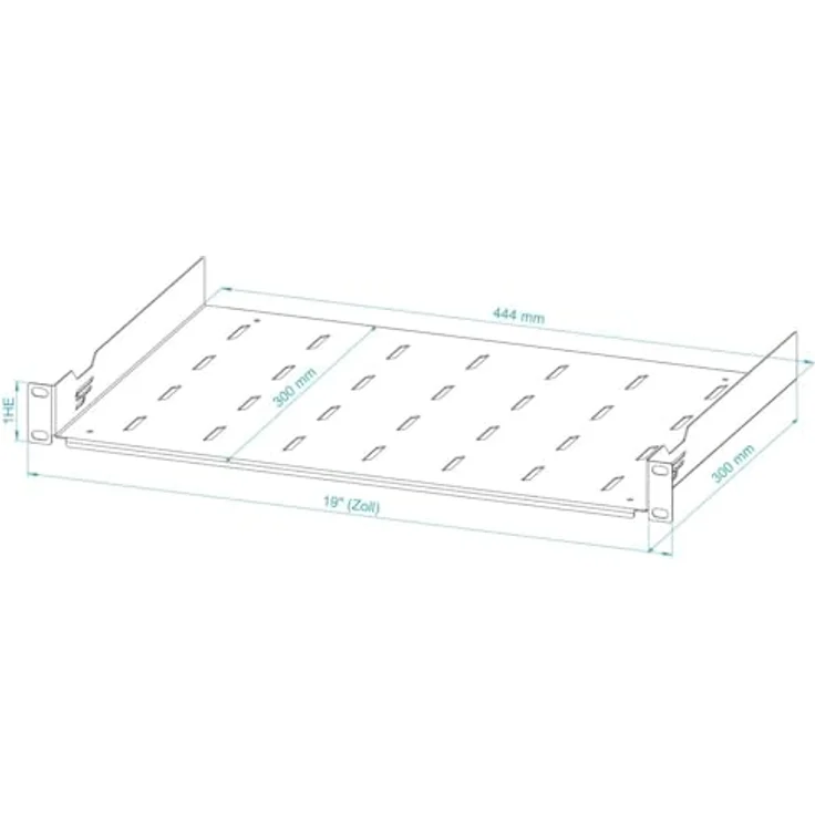 Stalflex 19 Zoll Serverschrank 1U, Hochbelastbarer Stahl, Belüftetes Rackmontage Kragarmtablett, 300mm Fachboden – Bild 4
