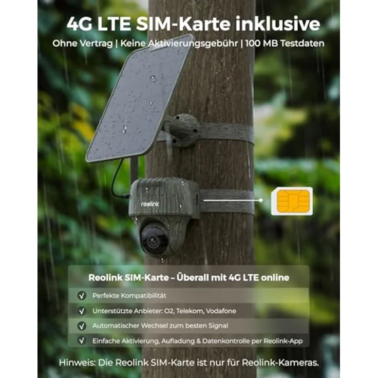Reolink Wildkamera 4K 8MP 3G/4G LTE mit 360º Rundumsicht, No-Glow, Tiererkennung, 355°/90° Schwenk, 2-Weg-Audio (Außenbereich, 1-tlg.) – Bild 4
