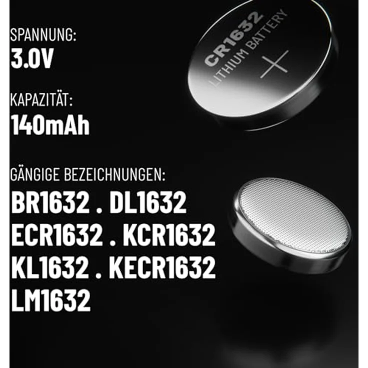 ABSINA CR1632 3V Lithium Knopfzelle, 5er Pack, auslaufsicher, lange Haltbarkeit, ideal für Autoschlüssel, Uhren, medizinische Geräte und mehr – Bild 5