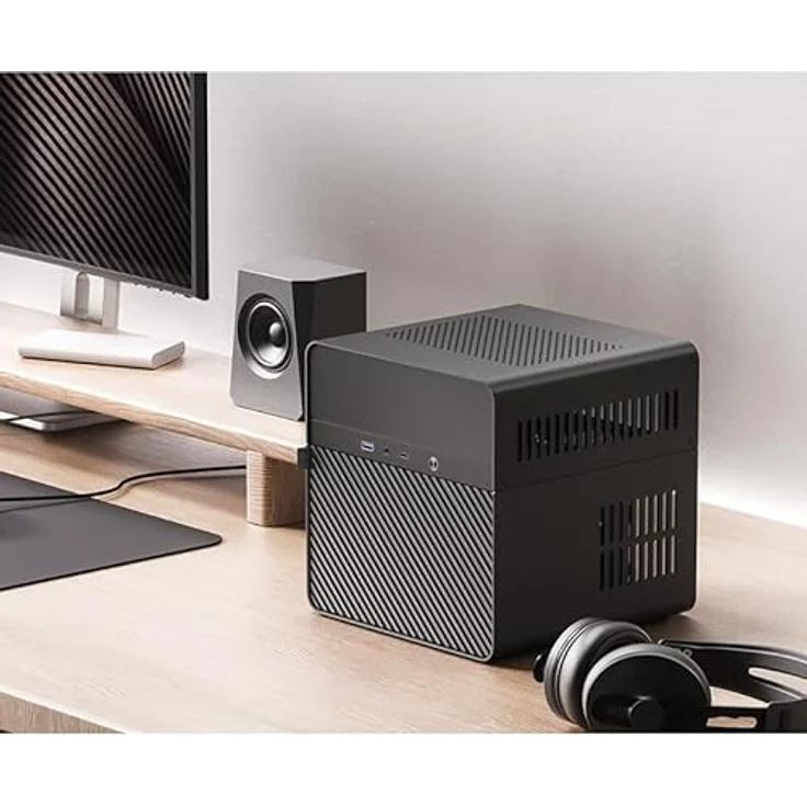 Jonsbo N2 PC-Gehäuse, NAS-Gehäuse, 5+1 Speicherplätze, Hot-Swapping-Technologie, Aluminium, Mini-ITX, Schwarz – Bild 4