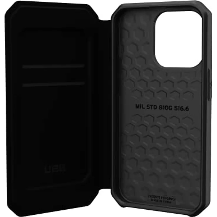 Urban Armor Gear Metropolis Folio Hülle kompatibel mit Apple iPhone 14 Pro [Wireless Charging (Qi) kompatibles Cover, Case mit Standfunktion & Kartenfächern] Kevlar schwarz, 114046113940 – Bild 5
