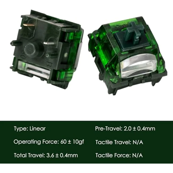 Akko Monsgeek Green Fog Switch, mechanisch, 3-Pin, linear, MX-Stem, 60g - 45 Stück - Akko Monsgeek Green Fog Switch, 60g, linear, MX-Stem, 3-Pin - 45 Stück – Bild 2