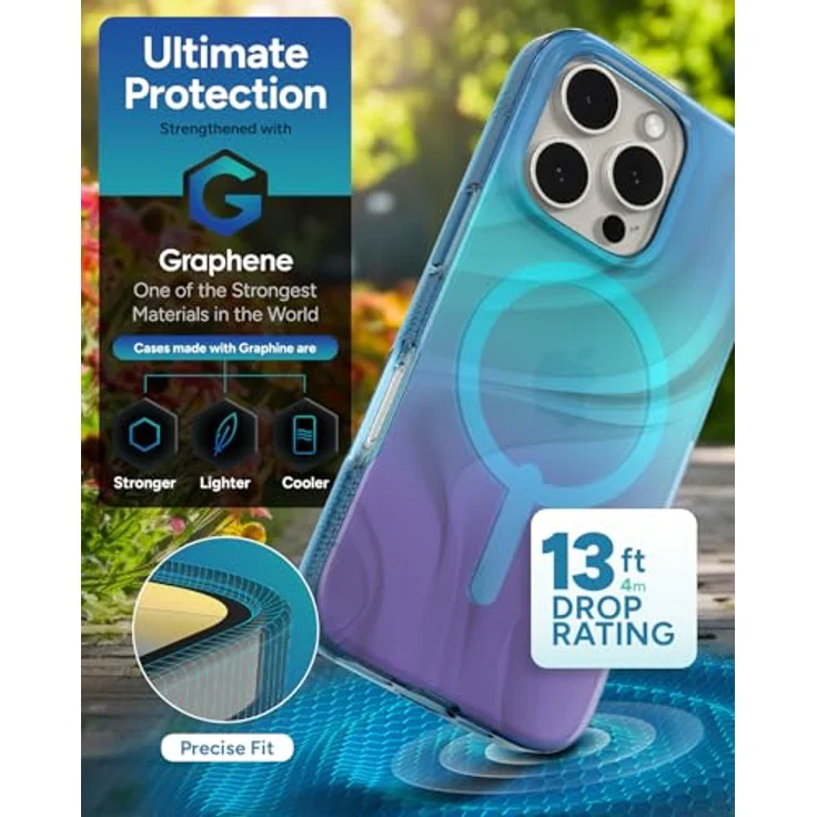 ZAGG Milan Snap, Graphen-verstärkte Hülle für iPhone 16 Pro [6.3-Inch], MagSafe-kompatibel, schlankes Design, stoßfest, Rückabdeckung (Tiefes Aurora) – Bild 5