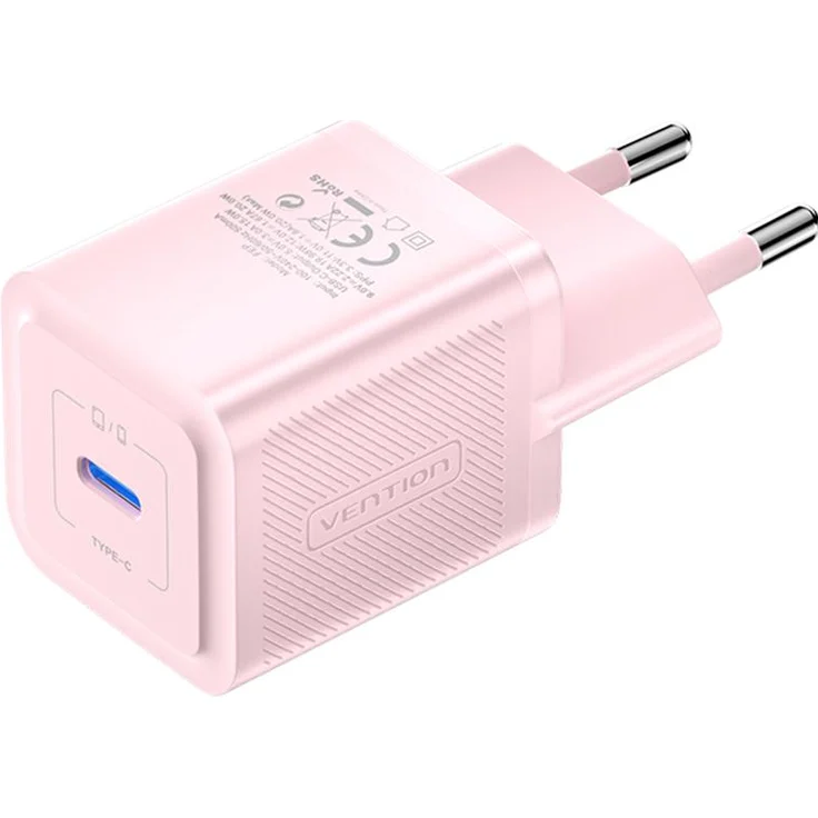 Vention FEPP0-EU GaN Wandladegerät, USB-C, 20W, kompakt, pink