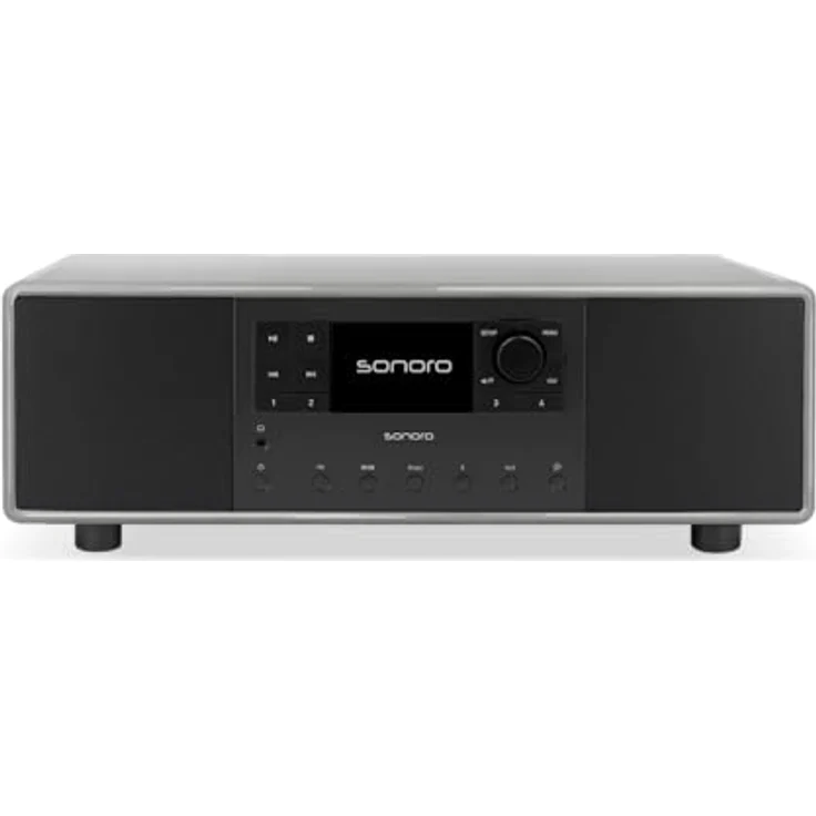 sonoro Primus Internetradio mit Bluetooth (Spotify, Deezer, Podcasts, FM/UKW, DAB Plus, WLAN, AUX-In, Holzgehäuse) Stereoanlage Chalk Grey, Kompaktanlage mit vielfältigen Audioquellen – Bild 1