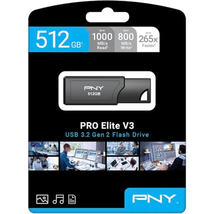 PNY Pro Elite V3 USB 3.2, USB Stick mit 512 GB, hohe Übertragungsraten bis zu 1000 MB/s, Metallgehäuse, schwarz – Bild 12