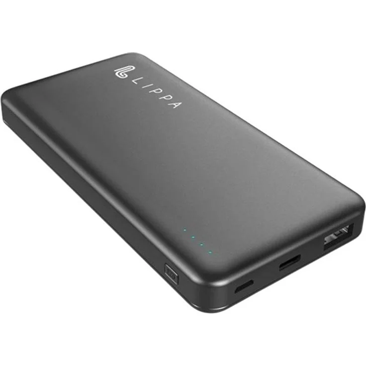 Lippa 10.000 mAh Powerbank, 18W USB-C PD & QC USB-A Output, Schwarz