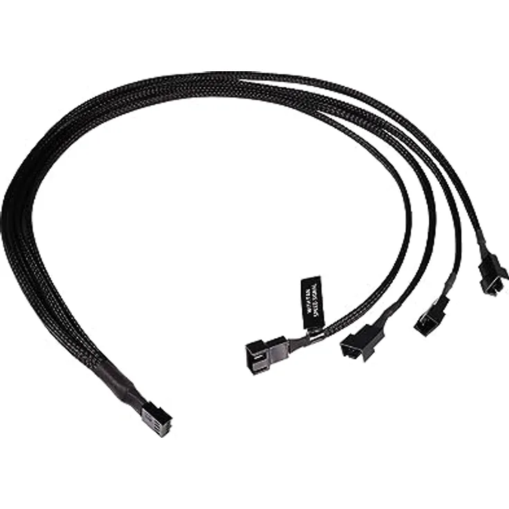 Alphacool 18684 Y-Splitter 4-Pin auf 4x 4-Pin PWM 60cm Kabel Modding gesleevt schwarz