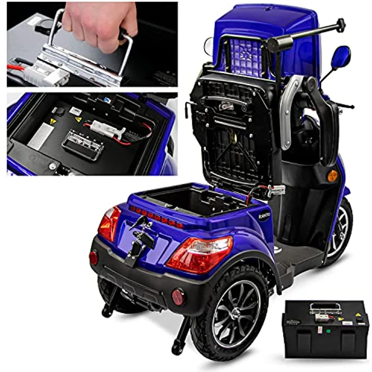 Rolektro E-Trike 25 V.3 Pro Dreirad Blau - 1000W Elektromobil - 70km Reichweite - herausnehmbarer Lithium Akku - Seniorenmobil mit Straßenzulassung – Bild 5
