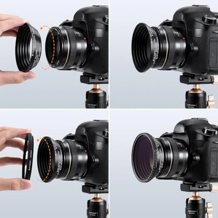 K&F Concept® 18 teiliges Filteradapter Set Kamera Objektiv Filter Metall Step Up Ringe 9er Step Down Ringe Set für Canon Nikon Sony Sigma Tamron Schwarz – Bild 8