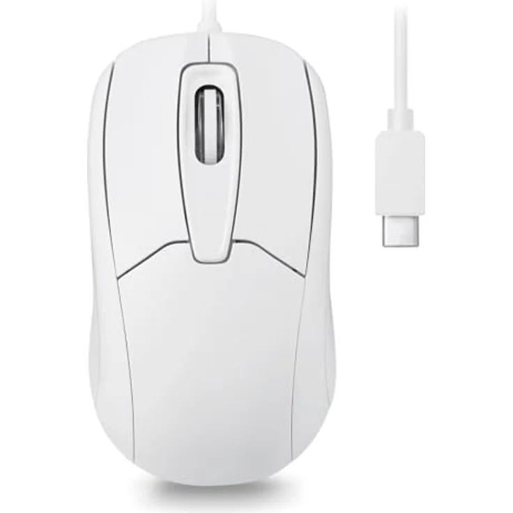 Perixx PERIMICE-209 C, kabelgebundene USB-C Maus mit Scrollrad, weiß – Bild 1