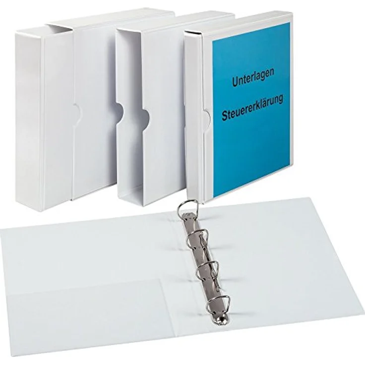 EICHNER Präsentationsordner Ringbuch 9302-00201 A4, Schuber 60mm, weiß, 4 Ringe D-Mechanik, einschließlich Klarsichttaschen – Bild 2
