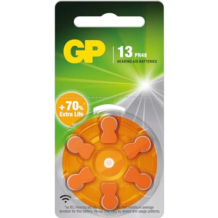 GP Batteries ZA13 Hörgeräte Knopfzellen, 6er Blister, Zink-Luft, 1,45 V, orange – Bild 2