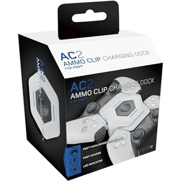 Gioteck AC-2 AMMO Clip Charging Dock, Wired, für Sony PlayStation 5, mit USB-C Anschluss und 2-Meter Kabel, LED Ladeanzeige – Bild 2