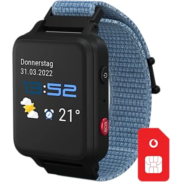 Vodafone ANIO 5 s (2023) Smartwatch Kinderuhr in Blau | Back-to-School Komplettpaket Tarif (3 Mon. kostenlos) + 50€ Amazon-Gutschein nach SIM-Registrierung | GPS, Anrufen, Schulmodus, SOS, Roaming