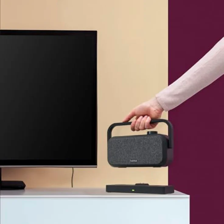 Hama 221849 Senioren TV Bluetooth Lautsprecher, tragbarer Stereo-Lautsprecher mit 2,4-GHz-Station, Schwarz/Grau, versandkostenfrei – Bild 10