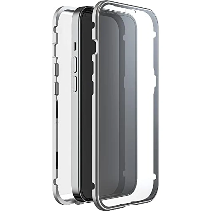 Black Rock - Hülle 360 Grad Glass Case Passend für Apple iPhone 14 I Handyhülle, Magnet Verschluss (Transparent mit silbernem Rahmen) – Bild 1