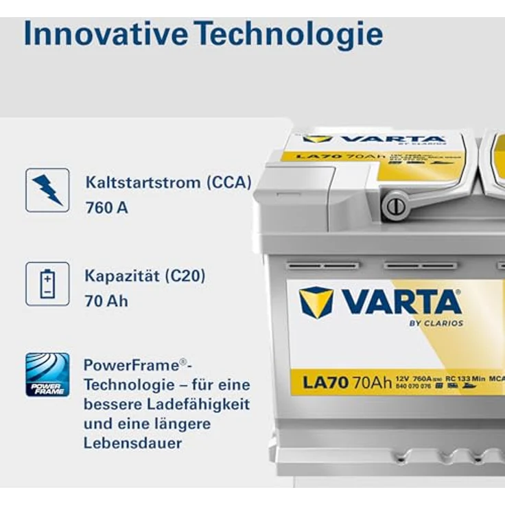 VARTA Professional AGM Dual Purpose LA70, Starterbatterie 12V 70Ah 760A/EN B13 – Bild 4
