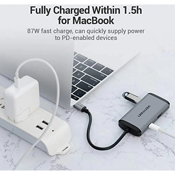 Vention CNCHB Dockingstation Silber mit 4K Auflösung und 87W PD Schnellladung – Bild 7