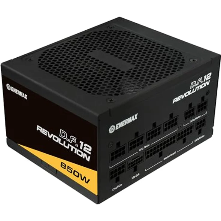 ENERMAX Revolution D.F. 12 ATX3.1 PCI-e 5.1 Ultrakompakt 850W Netzteil 80Plus Gold (Vollmodular, 50% Semi-Fanless, 12V-2x6); ETV850G, schwarz – Bild 2