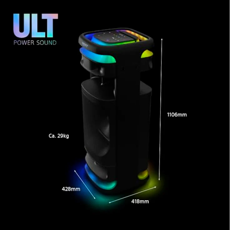 Sony ULT Tower 10 (Netzbetrieb) Bluetooth Lautsprecher, Schwarz, mit X-Balanced Speaker Unit und Partylichtern – Bild 10