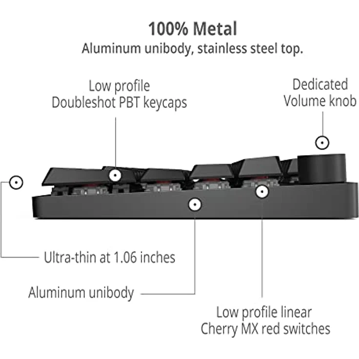 Das Keyboard MacTigr kabelgebundene mechanische Tastatur - Niedrigprofil Schalter, für Apple Nutzer, Integrierter 2-Port-USB-C-Hub (DE Layout) – Bild 3