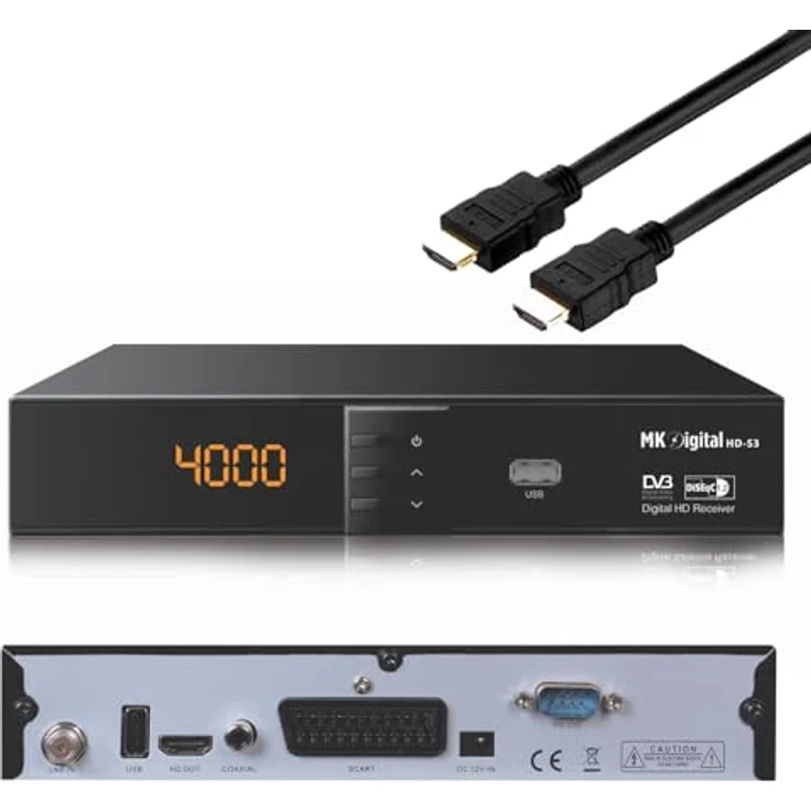 MK-Digital HD-S3 1080p Full HD Sat Receiver Scart, HDMI, EPG USB Mediaplayer Astra-Hotbird-Türksat vorprogrammiert, schwarz – Bild 1