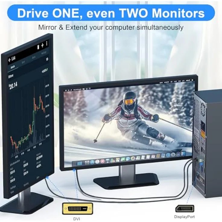 DisplayPort DVI Kabel, 20pol Displayport St. / 18+1pol DVI-D St., 1,8 m Zum Anschluss eines Monitors oder Beamers mit DVI Anschluss an ein Notebook mit DisplayPort (128211) – Bild 3